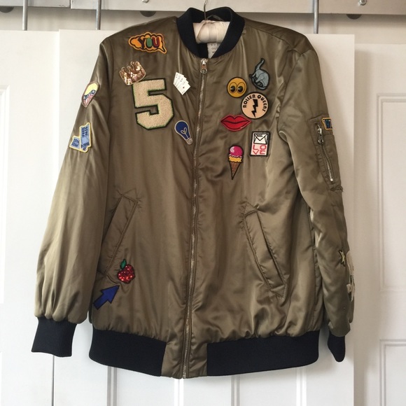Zara Jackets & Blazers - Zara bomber jacket with pins and patches